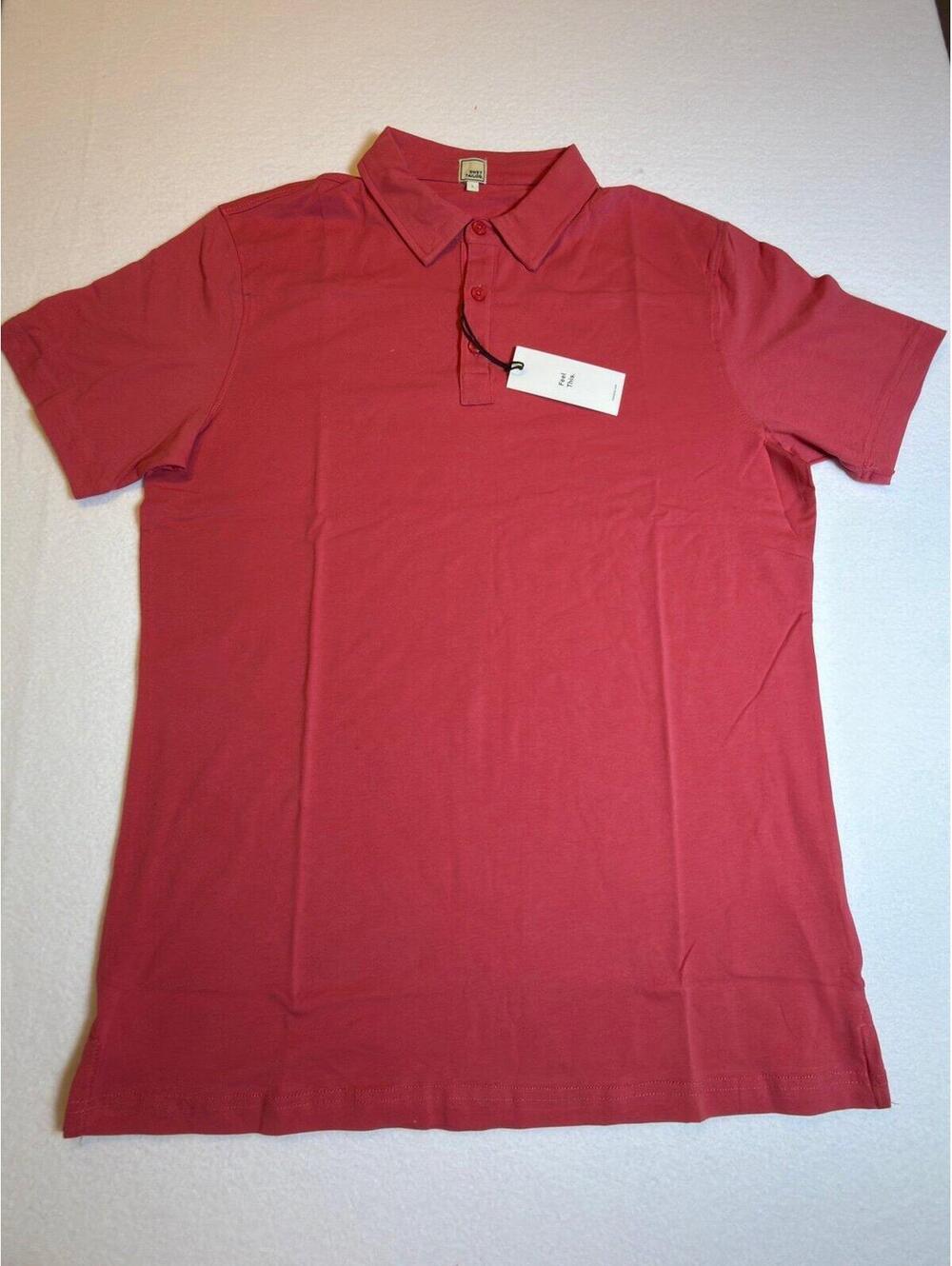 Swet Tailor Men’s Performance Polo Shirt Pink Coral Short Sleeve Stretch Size L